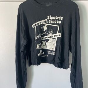 Brandy Melville Black Graphic Long Sleeve Tee